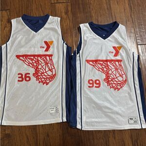 2* YMCA Teamwear reversible basketball Jersey size YL‎